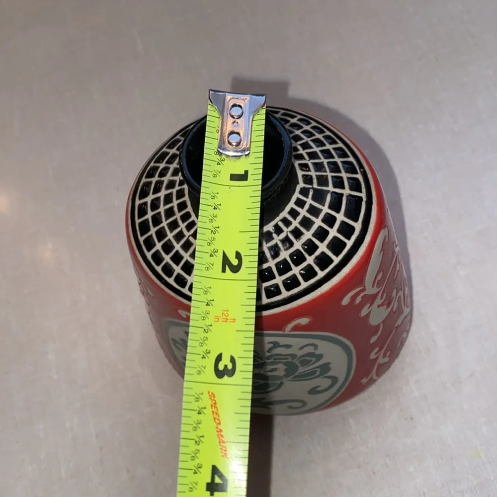 Pier 1 Imports Oriental Boho style‎ Bud Vase red black white